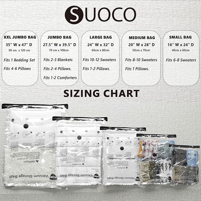 Vacuum Storage Bags, Compression Packing Space Saver Seal Bags for Clothing Bedding Comforters Blankets Pillows, 8 Small - Image 3