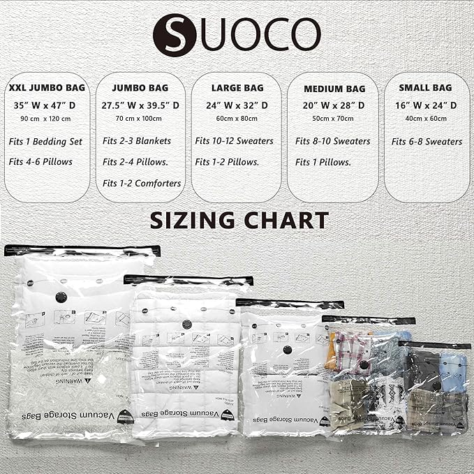 Vacuum Storage Bags, Compression Packing Space Saver Seal Bags for Clothing Bedding Comforters Blankets Pillows, 14 Small - Image 3