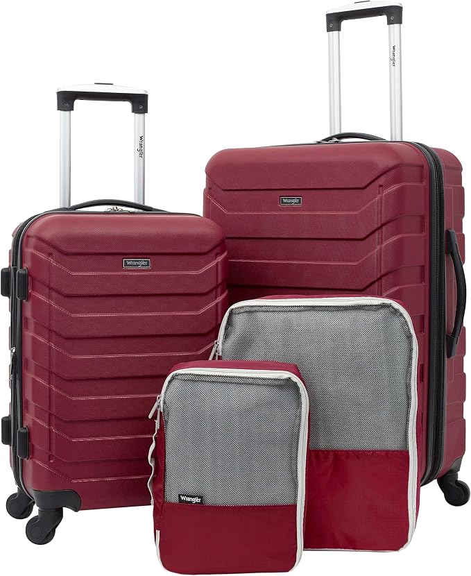 Wrangler 4 Piece Miami Luggage and Packing Cubes Set, Red by Wrangler%C2%AE