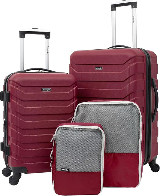Wrangler 4 Piece Miami Luggage and Packing Cubes Set, Red by Wrangler%C2%AE