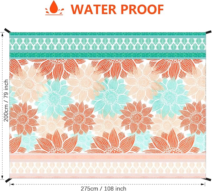 HIHOHO Beach Blanket Waterproof Sandproof Extra Large Beach Mat 79" X 83"/120"x108"for 1-8 Adults Quick Drying Durable Outdoor Picnic Mat for Beach Travel Camping Hiking - Image 2
