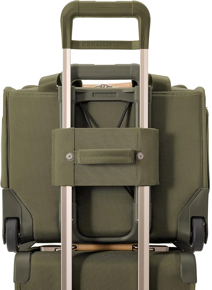 Briggs & Riley 2-Wheel Cabin Bag - Carry On Luggage for Travel, Suitcases with Wheels, Softside Rolling Bag for Men & Women, Interlocking Handle, Self-Repairing Zipper - Baseline Collection, Olive - Image 10