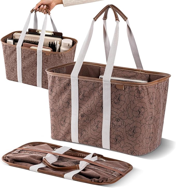 CleverMade Collapsible LUXE Tote, 30L Foldable Grocery Shopping Bag, Reusable by CleverMade
