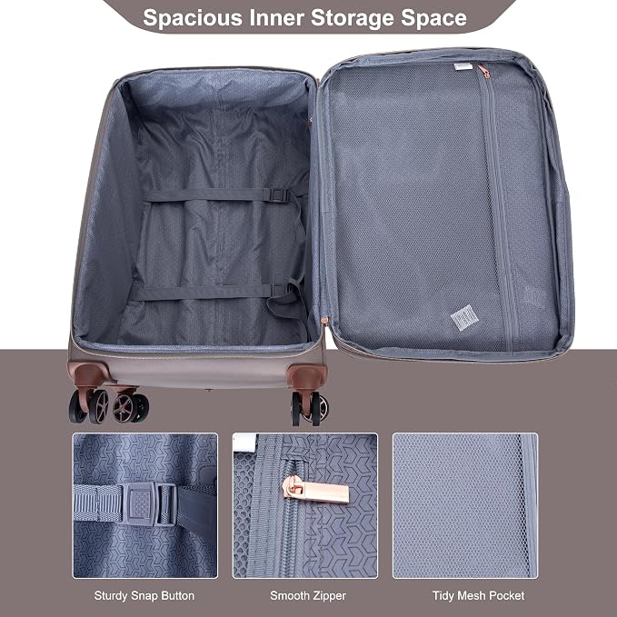 Travelhouse 4-Piece Softside Luggage Set with Spinner Wheels | Lightweight expandable suitcases: 16" underseat duffel bag + 20" carry-on + 24" + 28" checked - Image 6