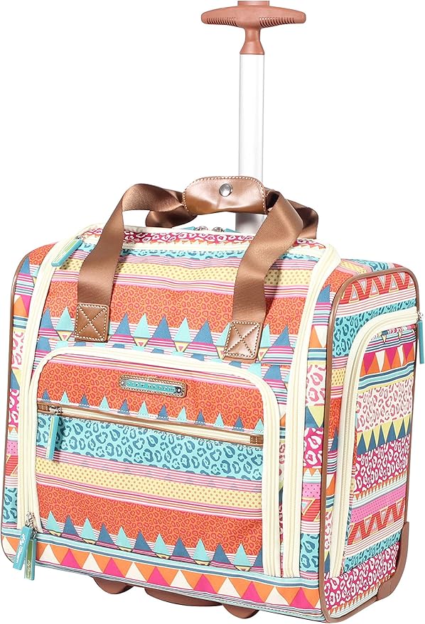 Lily Bloom Designer 15 Inch Carry On - Weekender Overnight Business Travel Luggage - Lightweight 2- Rolling Wheels Suitcase - Under Seat Rolling Bag for Women (On the Prowl) by Lily+Bloom
