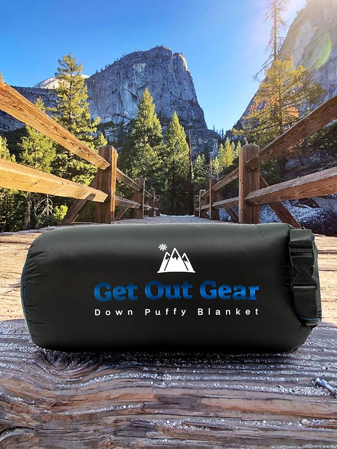 Get Out Gear Down Camping Blanket - Puffy, Packable, Lightweight and Warm | Ideal for Outdoors, Travel, Stadium, Festivals, Beach, Hammock | 650 Fill Power Water-Resistant Backpacking Quilt - Image 2