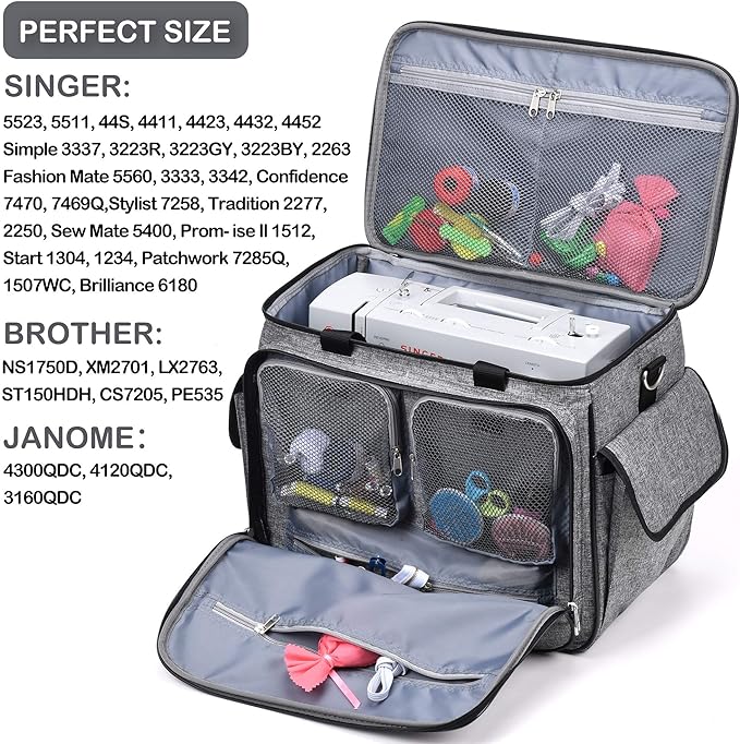 CAB55 Sewing Machine Case - Carrying Bag with Removable Padding, Tote for Machine and Accessories - Image 3
