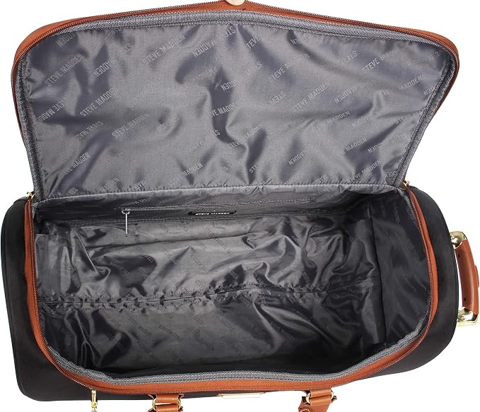 Steve Madden Designer Carry On Luggage Collection - Lightweight 20 Inch Duffel Bag- Weekender Overnight Business Travel Suitcase with 2- Rolling Spinner Wheels (Global Black) - Image 5