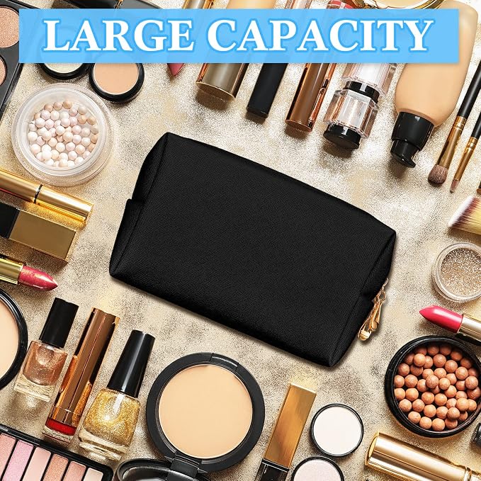 Kigeli Aesthetic Makeup Bags PU Leather Cosmetic Pouches Waterproof Plain Toiletry Bags Makeup Pouches Bulk for Women Party Gift Travel Storage Organizer(Classic Black,7.1 x 2.8 x 4.3 in) - Image 5
