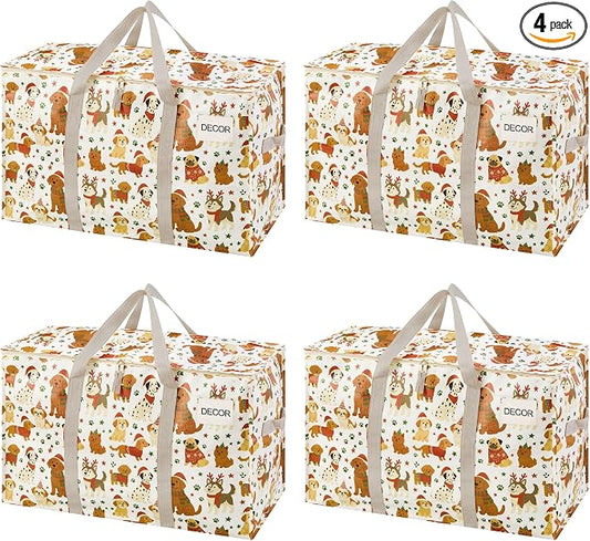 VENO 4 Pack Heavy Duty Moving Bags, Extra Large Storage Bags with Reinforced Handles & Strong Zippers, Foldable & Reusable Moving Box Alternative for Clothes & Dorm Storage by Veno