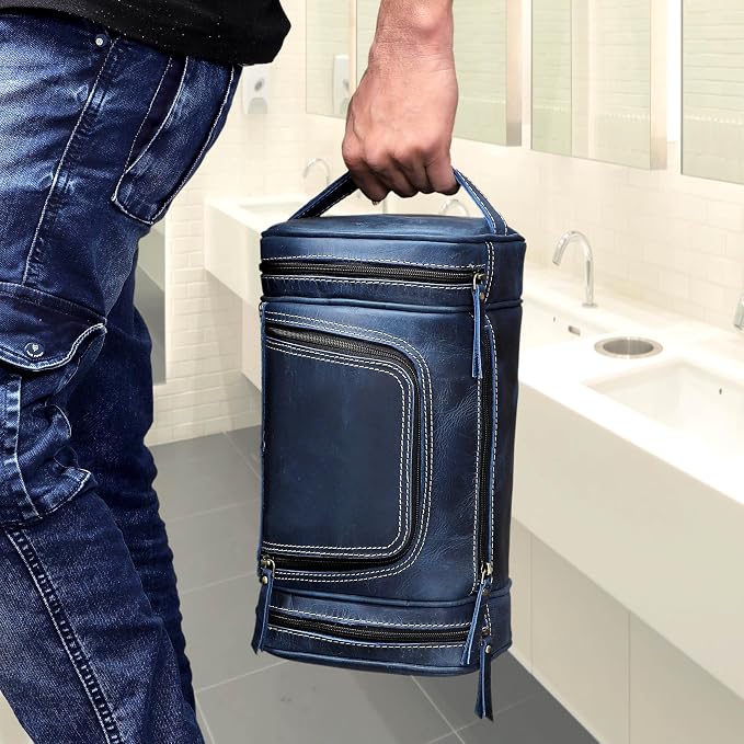 VC VINTAGE COUTURE Leather Toiletry Bag for Men Extra Large Leather Men's Toiletry Bag for Traveling Real Leather Dopp Kit for Men Leather Shaving Bag for Travel - Image 8