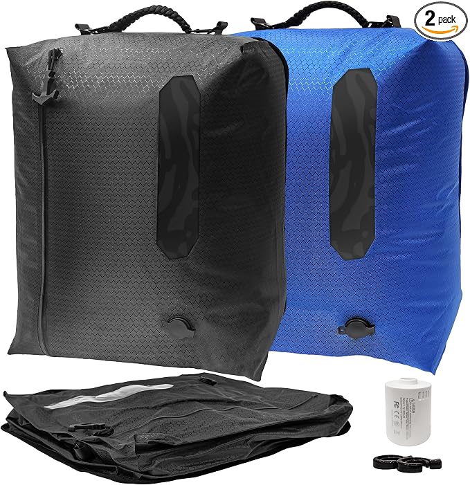 ZPO Travel Vacuum Bags with Pump, IP68 Waterproof Reusable Vacuum Compression Travel Bag with Transparent Window, Reusable Airless Vacuum Kit for Clothes, Backpacks & Suitcases (2 PC+PUMP) by ZPO