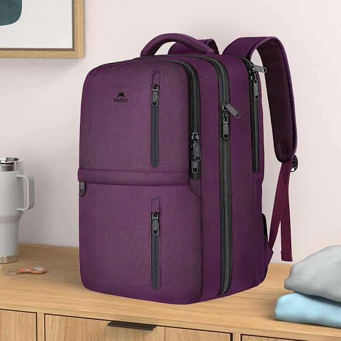 MATEIN Travel Backpack for Women, Extra Large 40L Carry on Backpack, Purple | Water Resistant, College Bag, Computer Bag, Gifts for Women & Men, Fits 17.3 Inch Laptop - Image 8