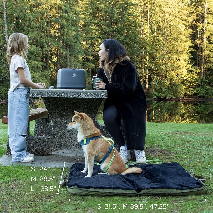 4 Cats & Dogs Gus Travel Bed – Portable Foldable Dog Bed & Pet Cushion Mat with Soft Faux Fur, Water-Resistant Nylon, Zippered Suitcase Design for Camping & Travel- Small (24″ x 31.5″), Army - Image 5