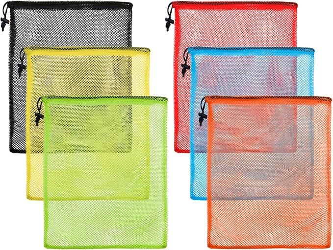 iMucci 13"X15.5" 6Pcs Mesh Laundry Drawstring Bag Nylon Drawstring Gym Bag with Cord Lock Closure by InnovativeDanceMovementsUniqueComfortableDancewearConfidentlgnitedreams