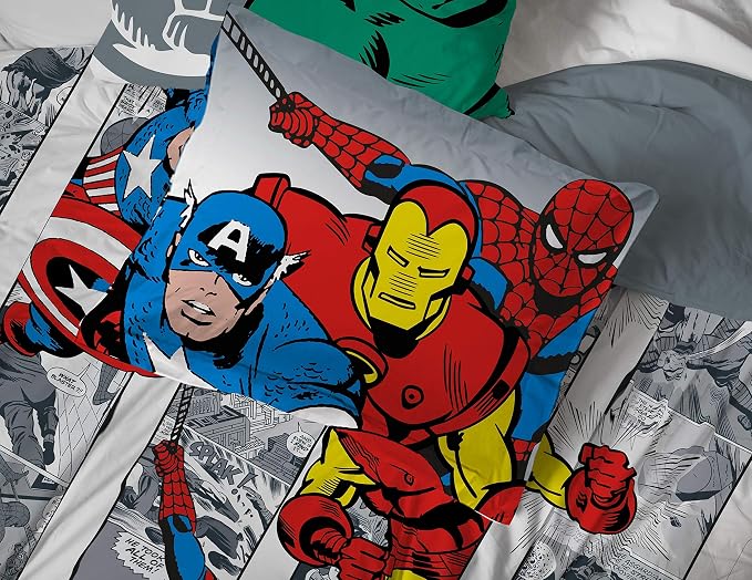 Marvel Comics Avengers Queen Comforter Set 7 Piece Soft Boys Bedding, Multi | Spiderman Hulk Captain America, Comforter Sheets Shams Pillowcases, Soft Microfiber, Machine Washable, Boys Gift - Image 5