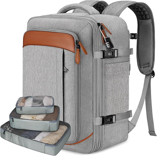 Vancropak Carry on Backpack, Flight Approved 18x14x8 Inches Travel Backpack | 3 Packing Cubes, Expandable 40L Anti Theft Luggage Suitcase Fits 17.3" Laptop, Shoe Compartment, Carry on Bags for Airplanes by Vancropak