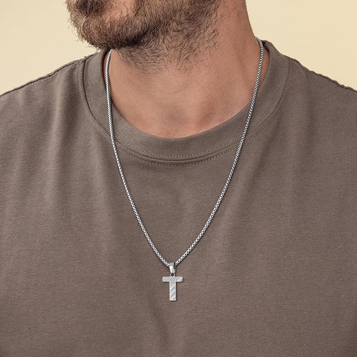 Zocomi Stocking Stuffers Christmas Gift - Initial Necklace Gifts for Men Boys, Stainless Steel American Flag Pendant Jewelry, Christmas Gifts Ideas for Kids Teen Boys