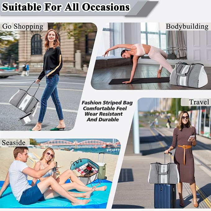 QOGiR Neoprene Multipurpose Beach Bag Tote with Inner Zipper Pocket … … … … - Image 7