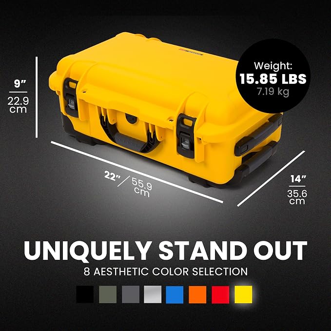 NANUK 935 Pro Photo Kit – Waterproof Travel Camera Hard Case with Padded Dividers and Wheels, 22” x 14” x 9” - Dustproof and Impact Resistant, Airline Carry-On Approved – Yellow - Image 6