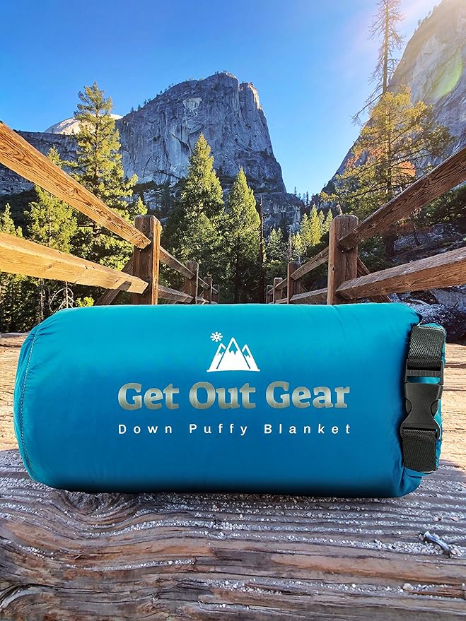 Get Out Gear Down Camping Blanket - Puffy, Packable, Lightweight and Warm | Ideal for Outdoors, Travel, Stadium, Festivals, Beach, Hammock | 650 Fill Power Water-Resistant Backpacking Quilt - Image 2