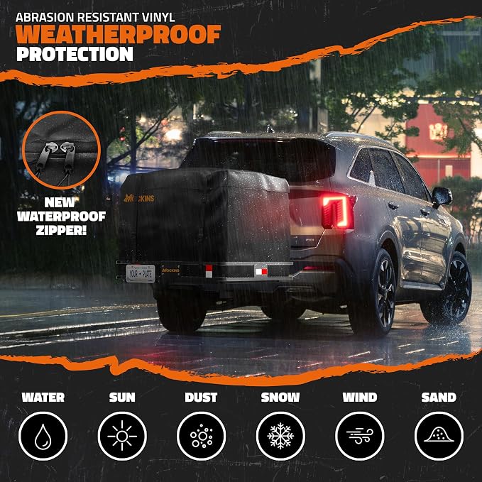 Mockins 30 CuFt Square Weatherproof Trailer Hitch Cargo Carrier Bag | 40"x40"x32" 500D PVC Cargo Bag for Hitch Carrier | Versatile Waterproof Truck Bed Storage Set w/ Buckle Straps, Lock & Case - Image 5