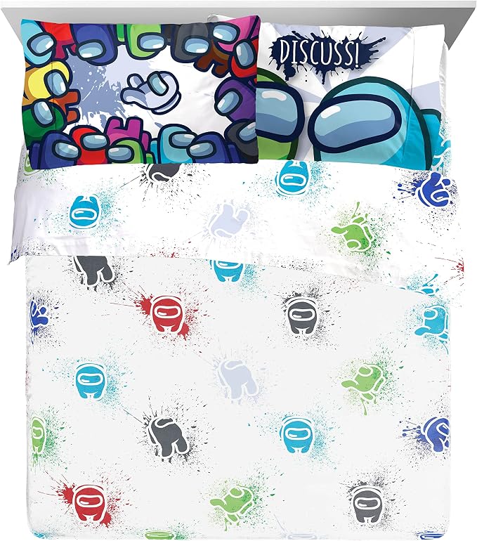 Among Us Queen Comforter Set 5 Piece Kids Video Game Bedding, Multi | Bed in a Bag, Comforter Sheets Pillowcases, Official Product, Soft Microfiber, Machine Washable, Easy Care, Kids Gift - Image 3