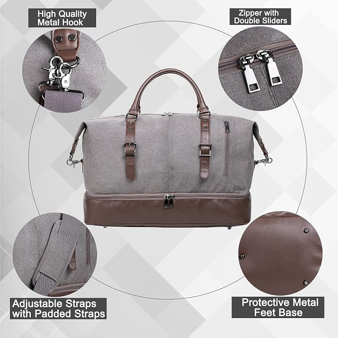 Weekender Overnight Bag Carry On Bag Travel Bag with Shoe Pouch - Image 6