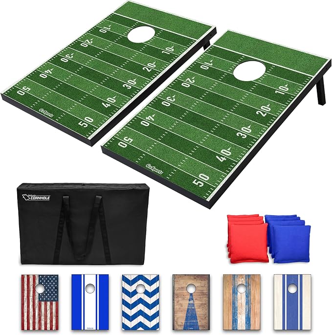 GoSports Portable Cornhole Sets, 8 Styles – Choose 4 x 2 ft or 3 x 2 ft - Boards Include 8 Bean Bags, Travel Case, and Game Rules by GoSports