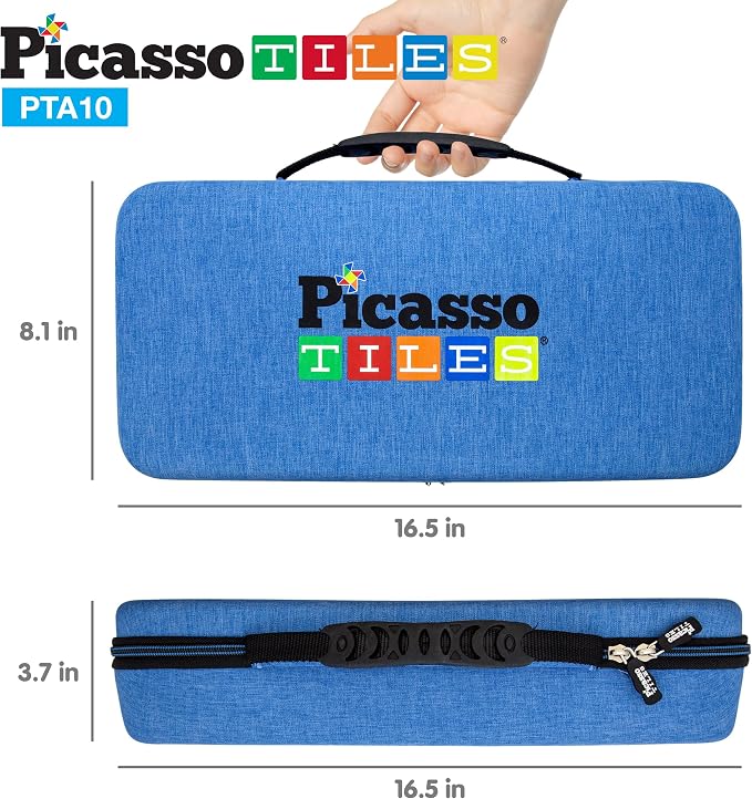 PicassoTiles Toy Carry Case + Action Figures 4 Family + 7pc Animal, Travel Bag EVA Storage Organizer Box, Portable Waterproof Oxford Cloth, Magnet Expansion Pretend Playset Pack Character Accessory - Image 4