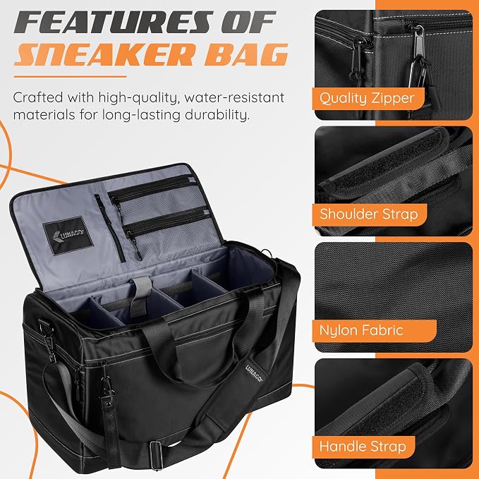 Sneaker Bag Multifunctional Outdoor/Sports/Gym Travel Shoe Bag - Travel Duffle Bag for Men & Women with 3 Adjustable Compartments & Shoulder Strap – Shoe Storage Bags Included - Sneakerhead Gifts - Image 4