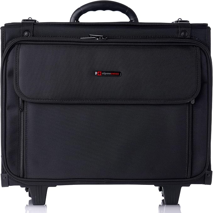 Alpine Swiss Rolling Briefcase | Laptop Bag For Men & Women | Hard Side Catalog Case on Wheels | Legal Size File Dividers | Lawyers Attache Case | Carry-On Overnight Business Travel Bag by alpineswiss