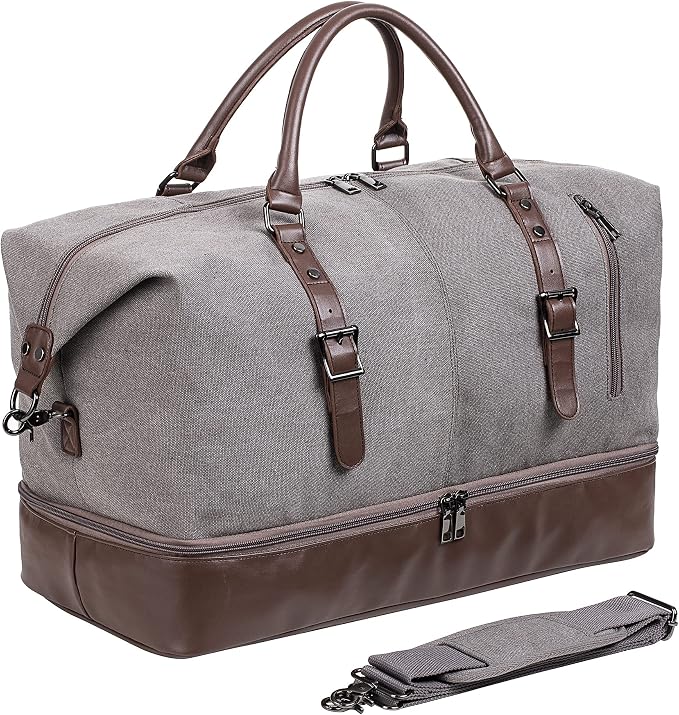 Weekender Overnight Bag Carry On Bag Travel Bag with Shoe Pouch by Seyfocnia