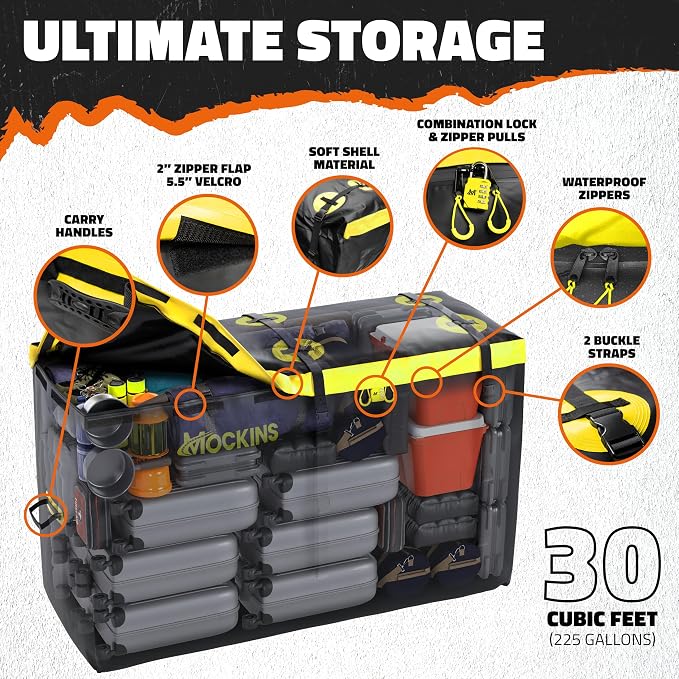 Mockins 30 Cu Ft Trailer Hitch Cargo Carrier Bag for Road Trips & Camping | 60"x24"x36" Weatherproof Cargo Bag for Hitch Carrier | Waterproof Truck Bed Storage Set | Vinyl Vehicle Soft-Shell Carriers - Image 2