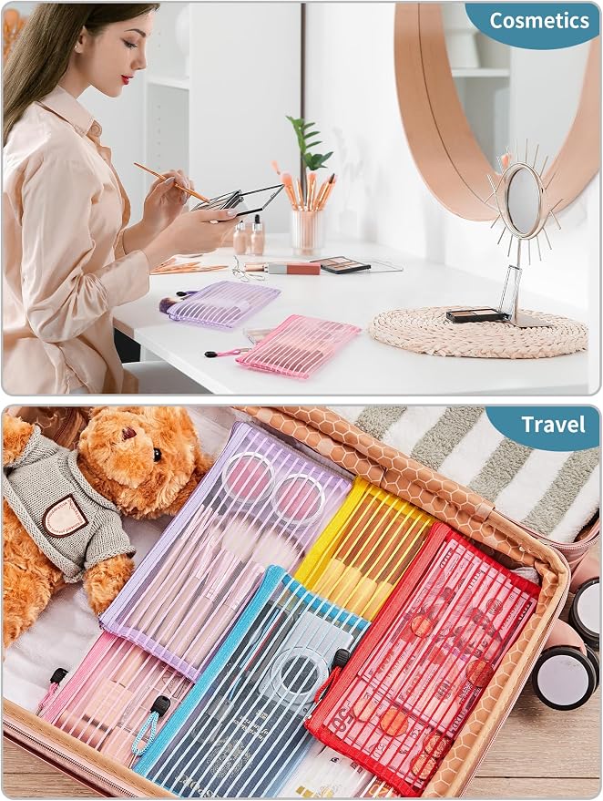 JARLINK Zipper Mesh Pouch, 80 Pcs multi-use Pencil Bags in 10 Colors | Multipurpose Pencil Pouch Bulk for School, Office Supplies, Cosmetics, Makeup&Travel Accessories, Solid Color - Image 7