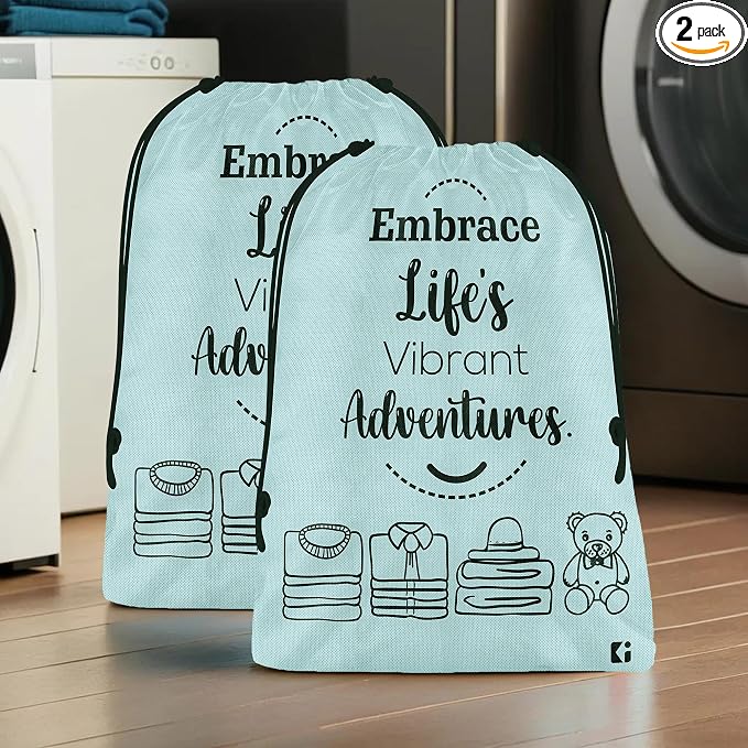 Kuber Industries Pack of 2 Cloth Storage Bag | Non-Woven Storage Organizer | Travel Pouches | Cloth Carrying Bag | Garments Cover for Laundry | Storage Organizer Bag for Clothing | Large | Grey by Kuber+Industries