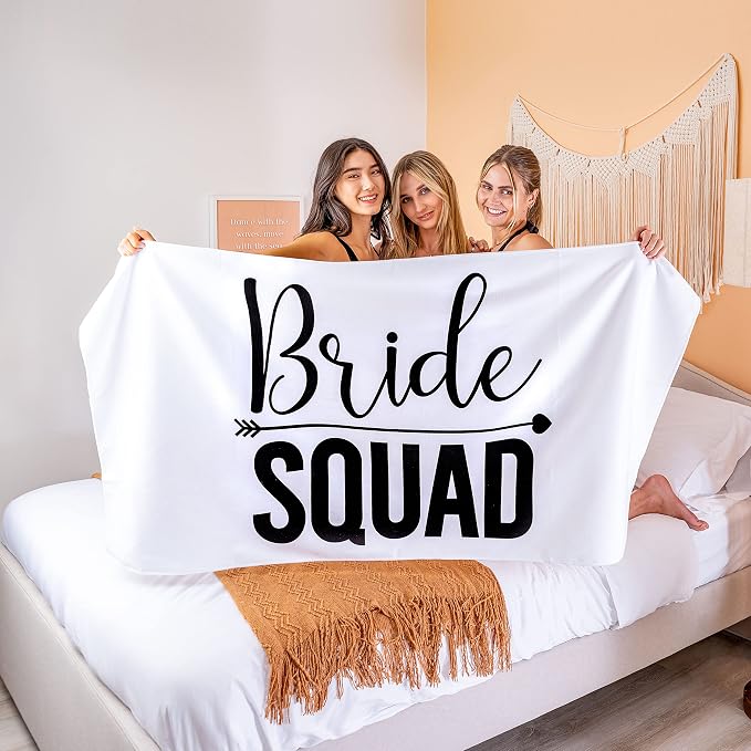 Ethisa 4 Pack Bride Squad Towel for Beach Bachelorette Party - Classic Design for Bridesmaids to Match Bride to Be - Team Bride Tribe Bachelorette Party Towels - 60"x30" - Image 5