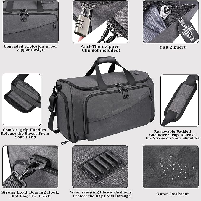 HILOMON Travel Garment Duffle Bag with Laptop Compartment, RFID Blocking Convertible Suit Bag Name Tap Pocket Carry On 2 in 1 Hanging Suit Travel Duffel Work Pouch - Image 4