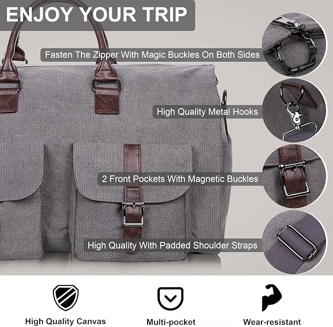 seyfocnia Convertible Travel Garment Bag,Carry on Garment Duffel Bag for Men Women - 2 in 1 Hanging Suitcase Suit Business Travel Bag - Image 5