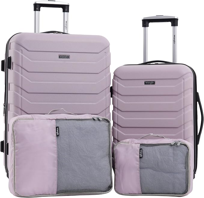 Wrangler 4 Piece Miami Luggage and Packing Cubes Set, Burnished Lilac by Wrangler%C2%AE