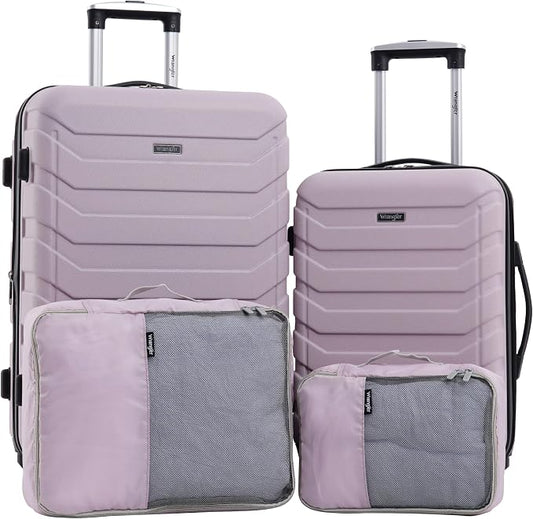 Wrangler 4 Piece Miami Luggage and Packing Cubes Set, Burnished Lilac by Wrangler%C2%AE