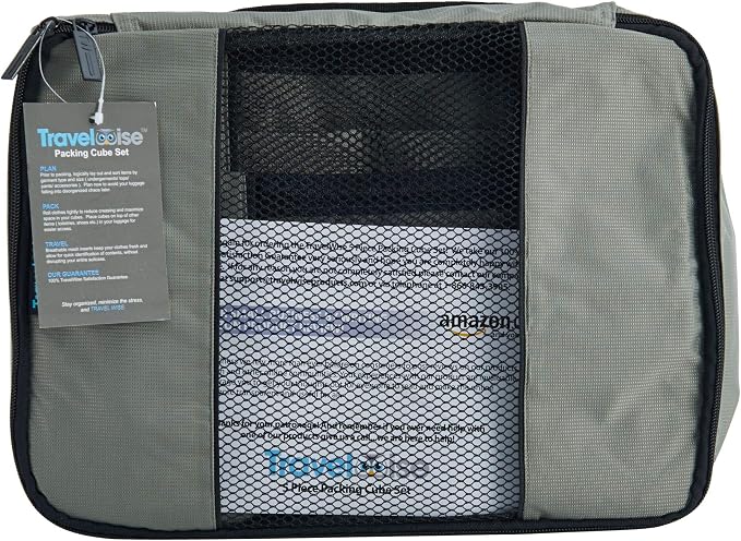 Travel Wise Packing Cubes for Travel - 5 Piece Set with Pattern Design, Lightweight Ripstop Nylon Luggage Organizers with Mesh Panel, Small Medium Large Sizes - Image 6