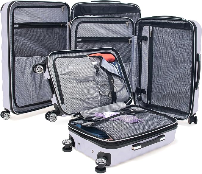 Kenneth Cole REACTION Diamond Tower Collection Lightweight Hardside Expandable 8-Wheel Spinner Travel Luggage, Lavender, 3-Piece Set (20", 24", & 28") - Image 5