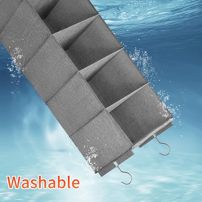 Large Hanging Sweater Organizer for Closet,Collapsible 6-Shelf Hanging Closet Shelves with Drawers, Washable (Grey-5 Shelf-2 d) - Image 6