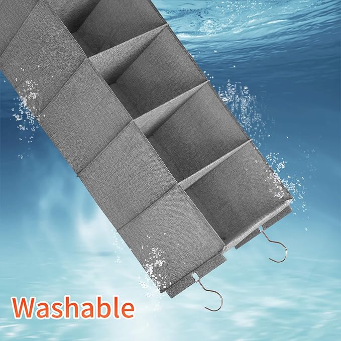 Large Hanging Sweater Organizer for Closet,Collapsible 6-Shelf Hanging Closet Shelves with Drawers, Washable (Grey-6 Shelf-1 d) - Image 6