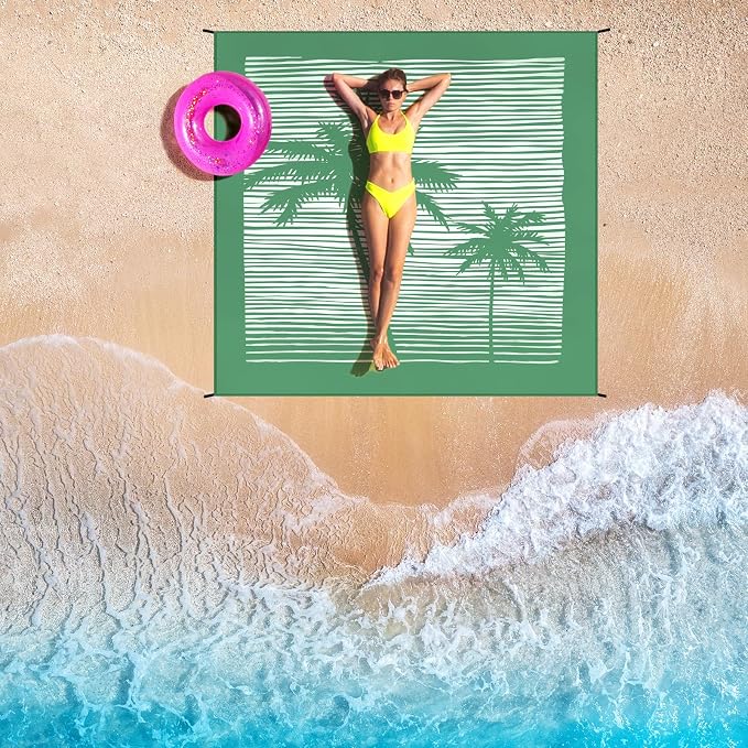 HIHOHO Beach Blanket Waterproof Sandproof Beach Mat for 1-8 Adults Quick Drying Durable Outdoor Picnic Mat for Beach Festival Travel Camping Hiking (COCOTREE, 79"×83"(4 Person)) - Image 6