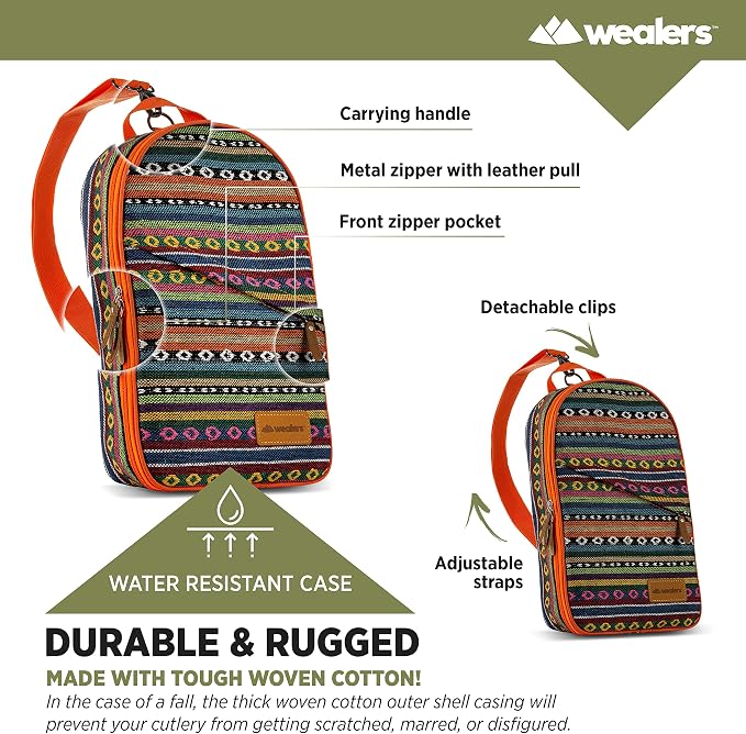 Wealers Camp Kitchen Cooking Utensil Set Travel Organizer Grill Accessories Portable Compact Gear for Backpacking BBQ Camping Hiking Travel Cookware Kit Water Resistant Case - Image 5