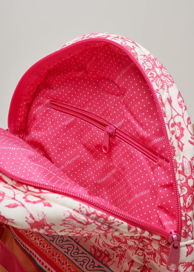 Maison d' Hermine Backpack for Women Men Cotton Shoulder Multipurpose Rucksack with Small Pouch Lightweight Multi Pocket Bag for Travel Work Beach Perfect for Spring Summer (Katmandou - Fushia) - Image 7