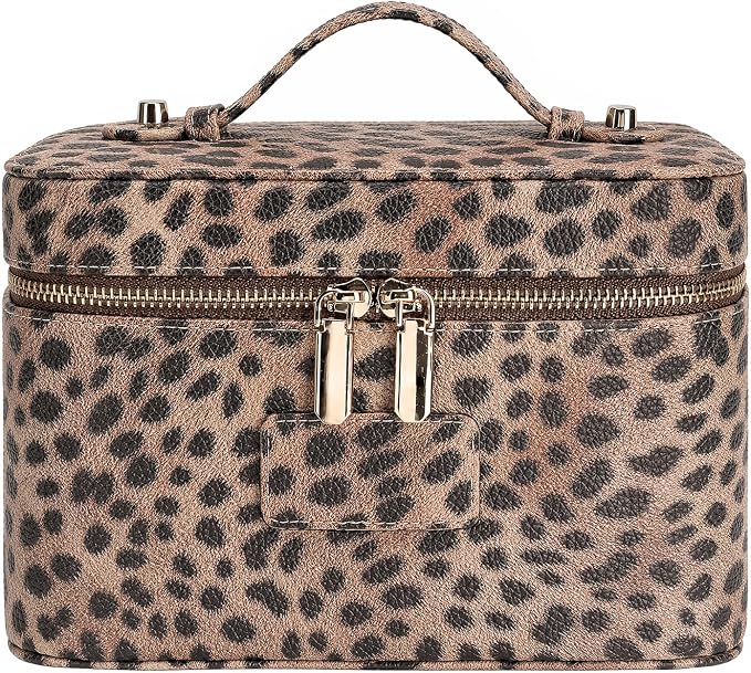 Makeup Case for Women, Leather Makeup Bag Cosmetic Case with Removable Divider, Large Capacity Waterproof Portable Travel Toiletry Make up Organizer Case by idoltimes