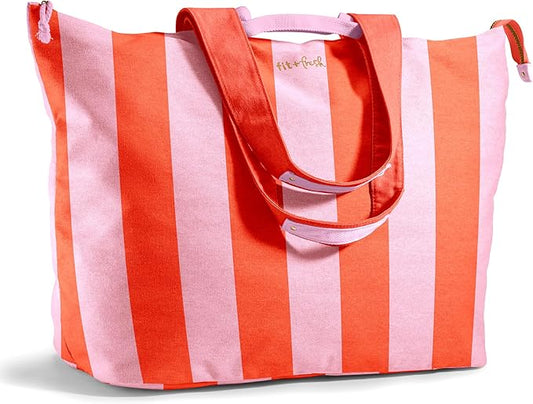 Fit & Fresh XL Beach Tote Bag for Women – XL Travel Tote with Zipper & Pockets, Oversized Canvas Pool Bag, Weekender Carry-On by fitfresh